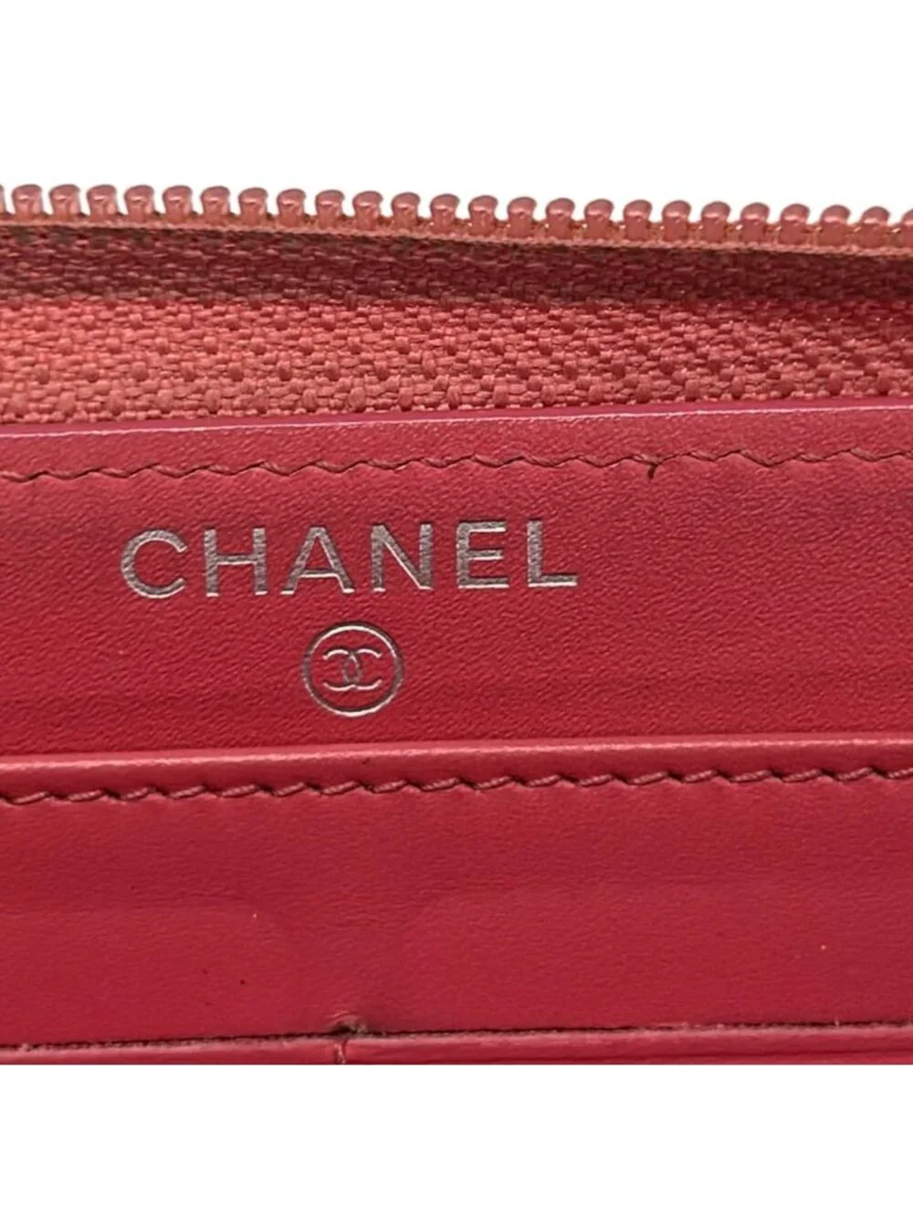 Chanel Wallet Pink Zip Around Silver